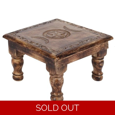 Wooden Triple Moon Altar Table with Detailed Border